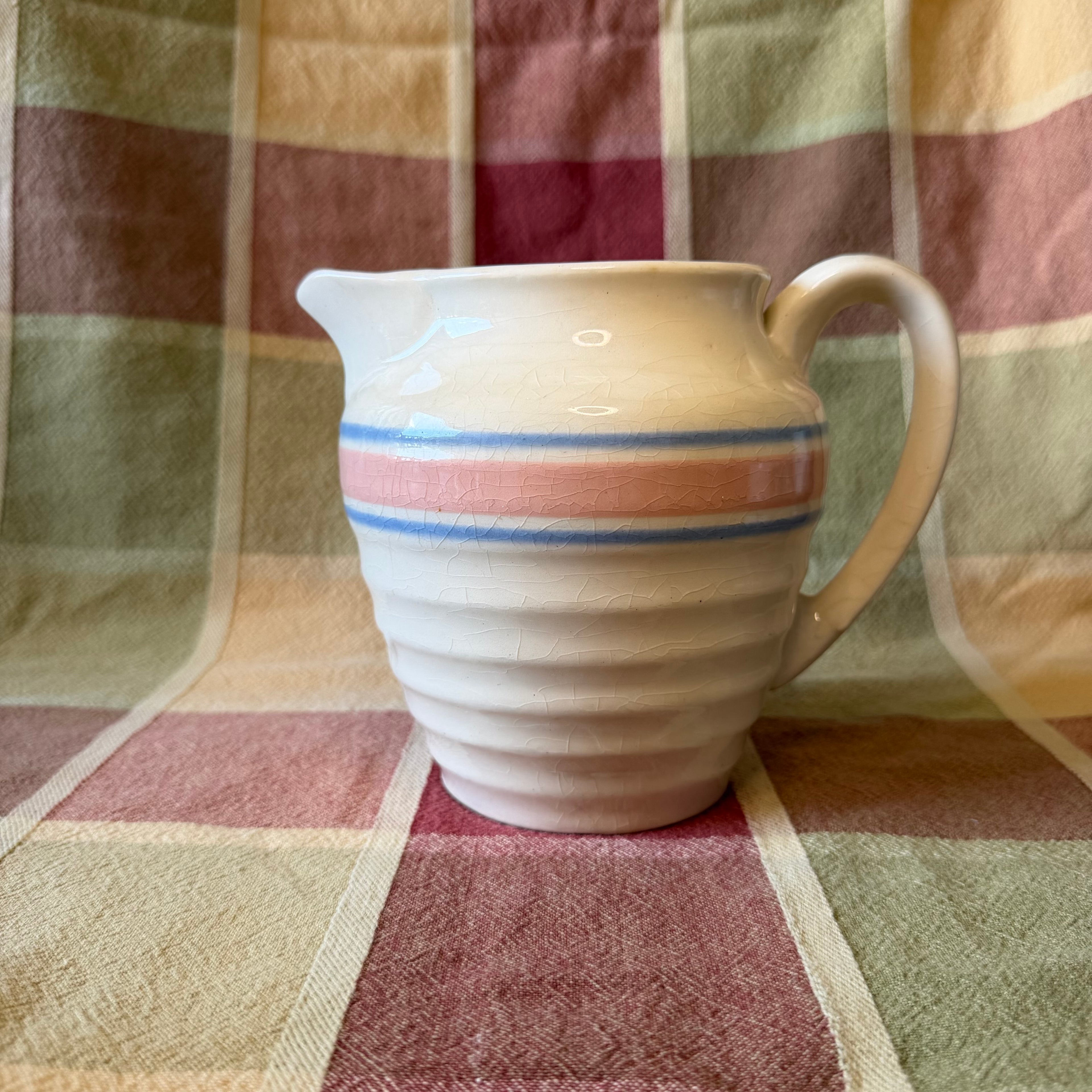 Pink and Blue Stripe Pitcher Pot