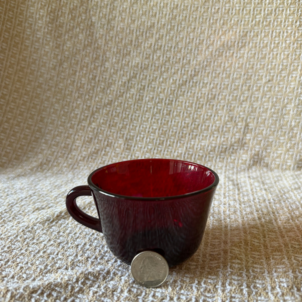 Red Glass Tea Cup Pot With Drip Tray