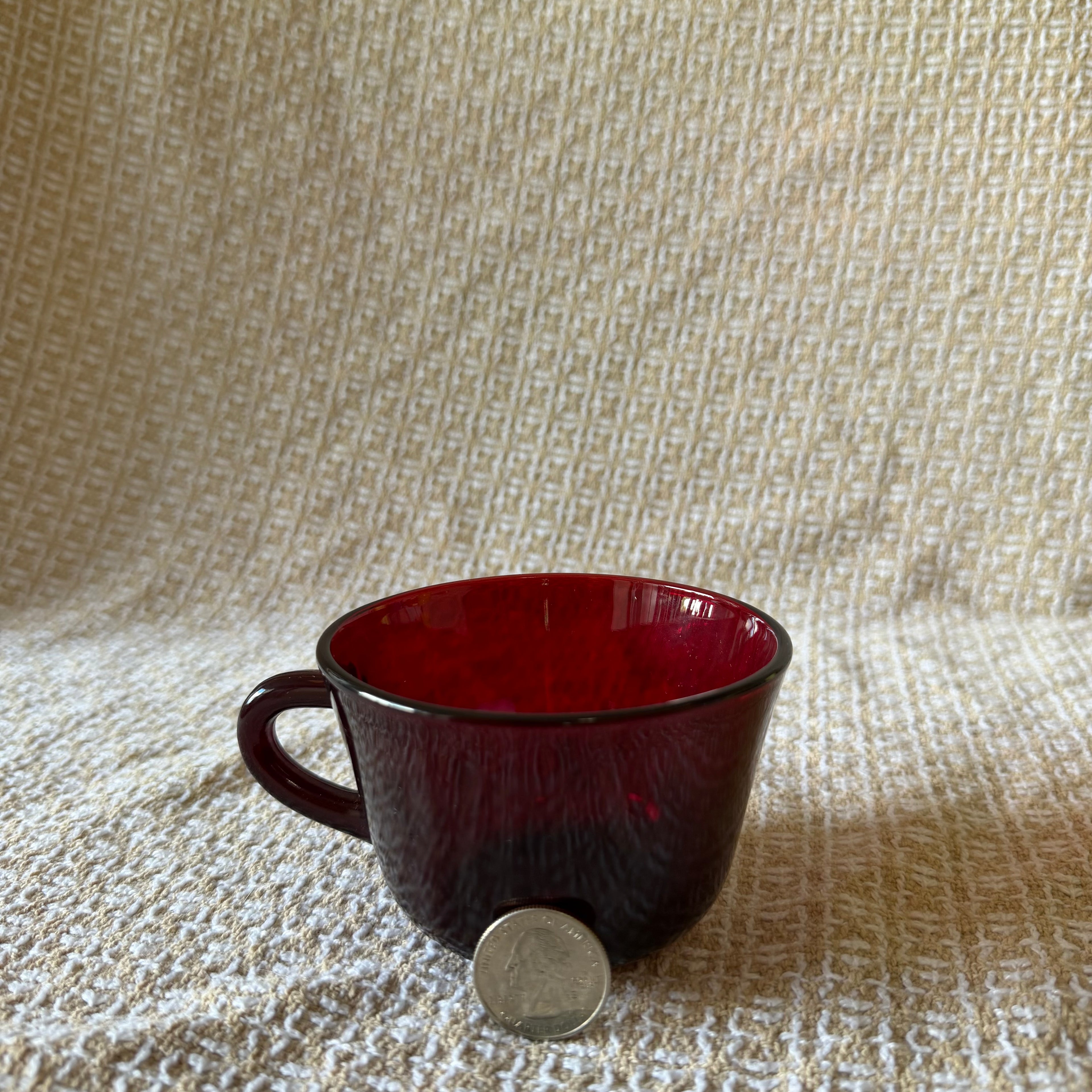 Red Glass Tea Cup Pot With Drip Tray