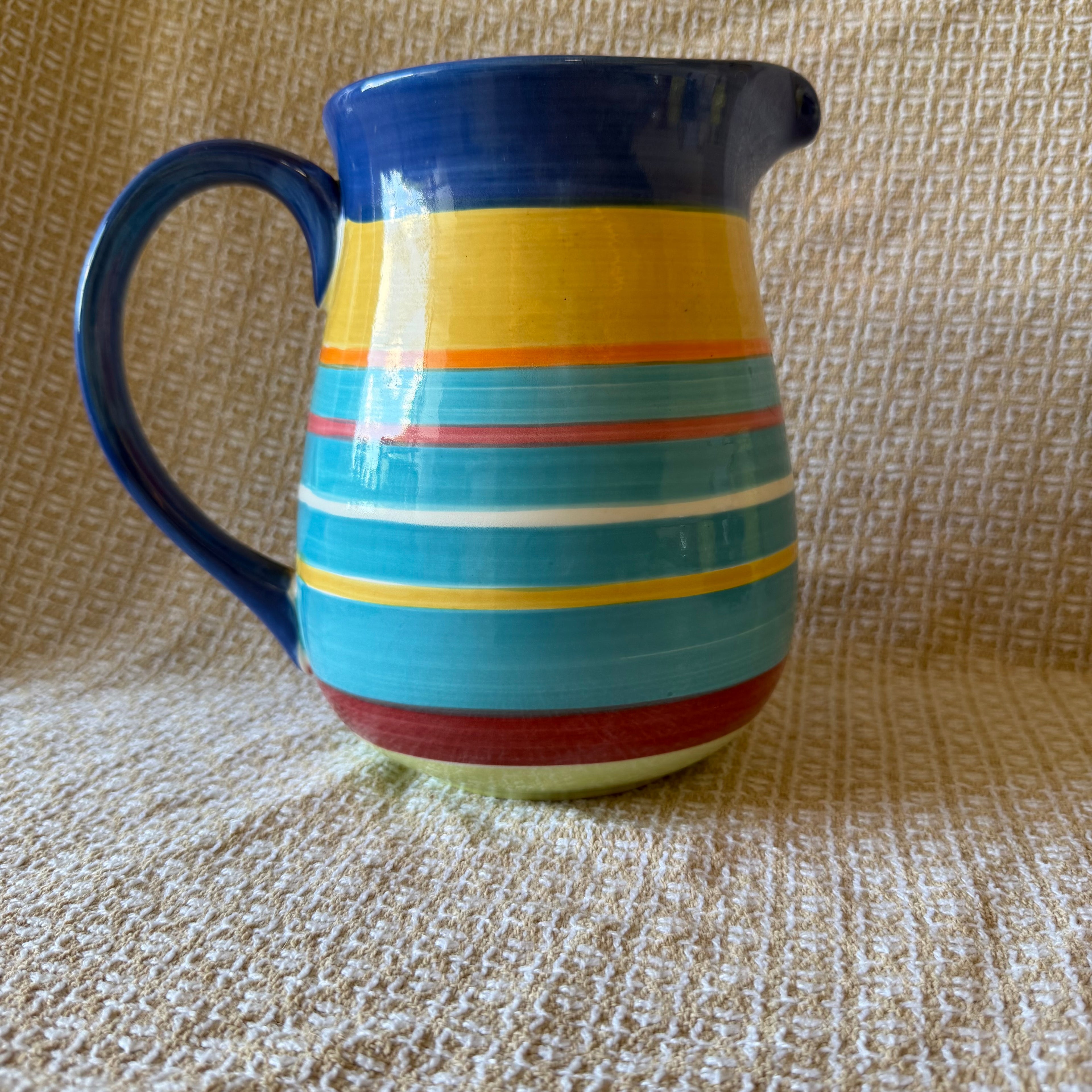 Colorful Striped Pitcher Pot