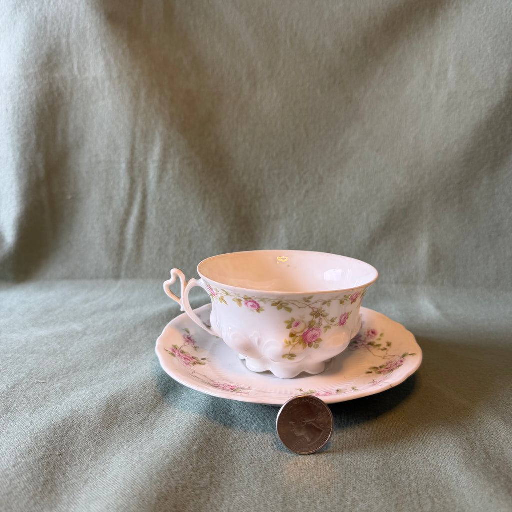 Delicate Rose Teacup Pot and Saucer Drip Tray
