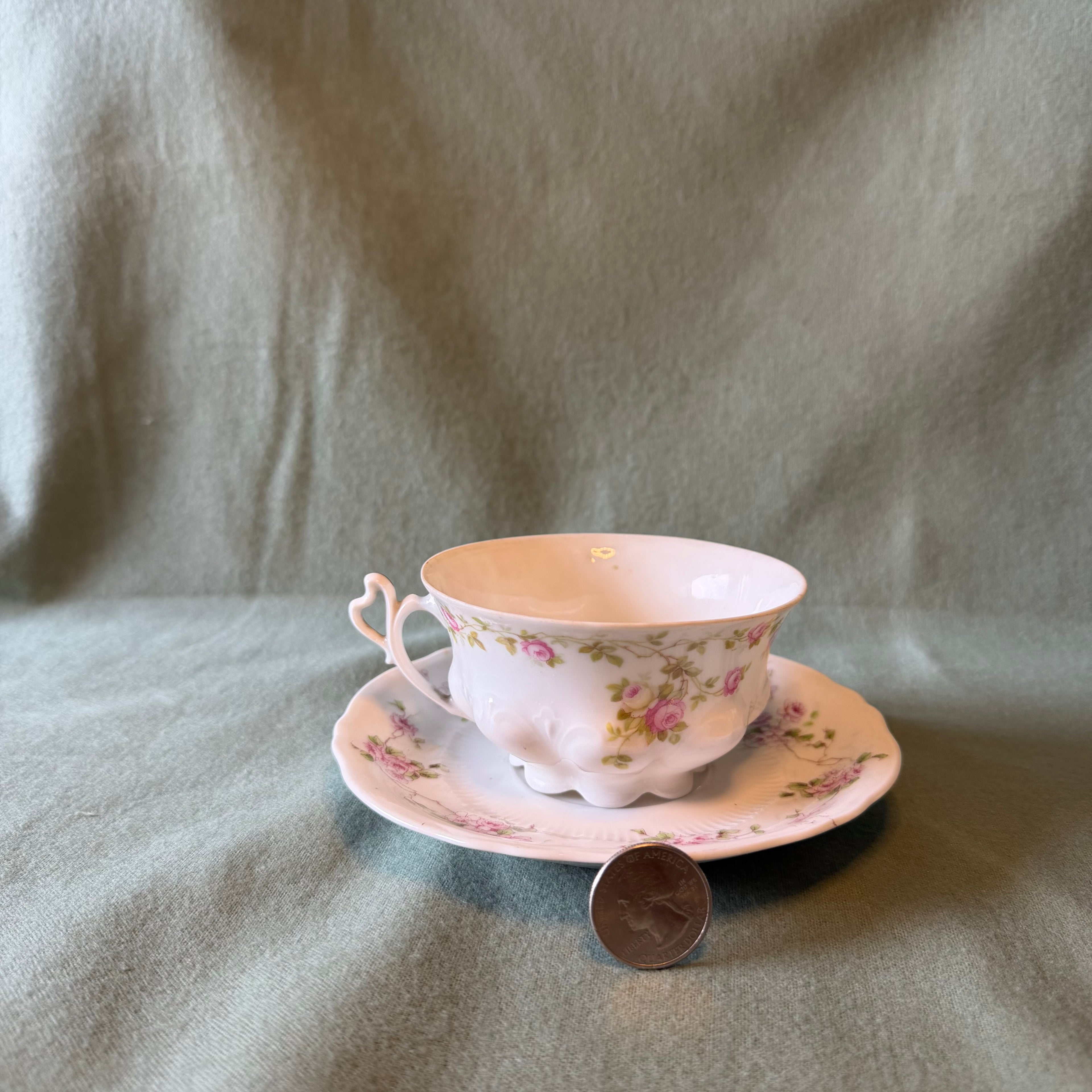 Delicate Rose Teacup Pot and Saucer Drip Tray
