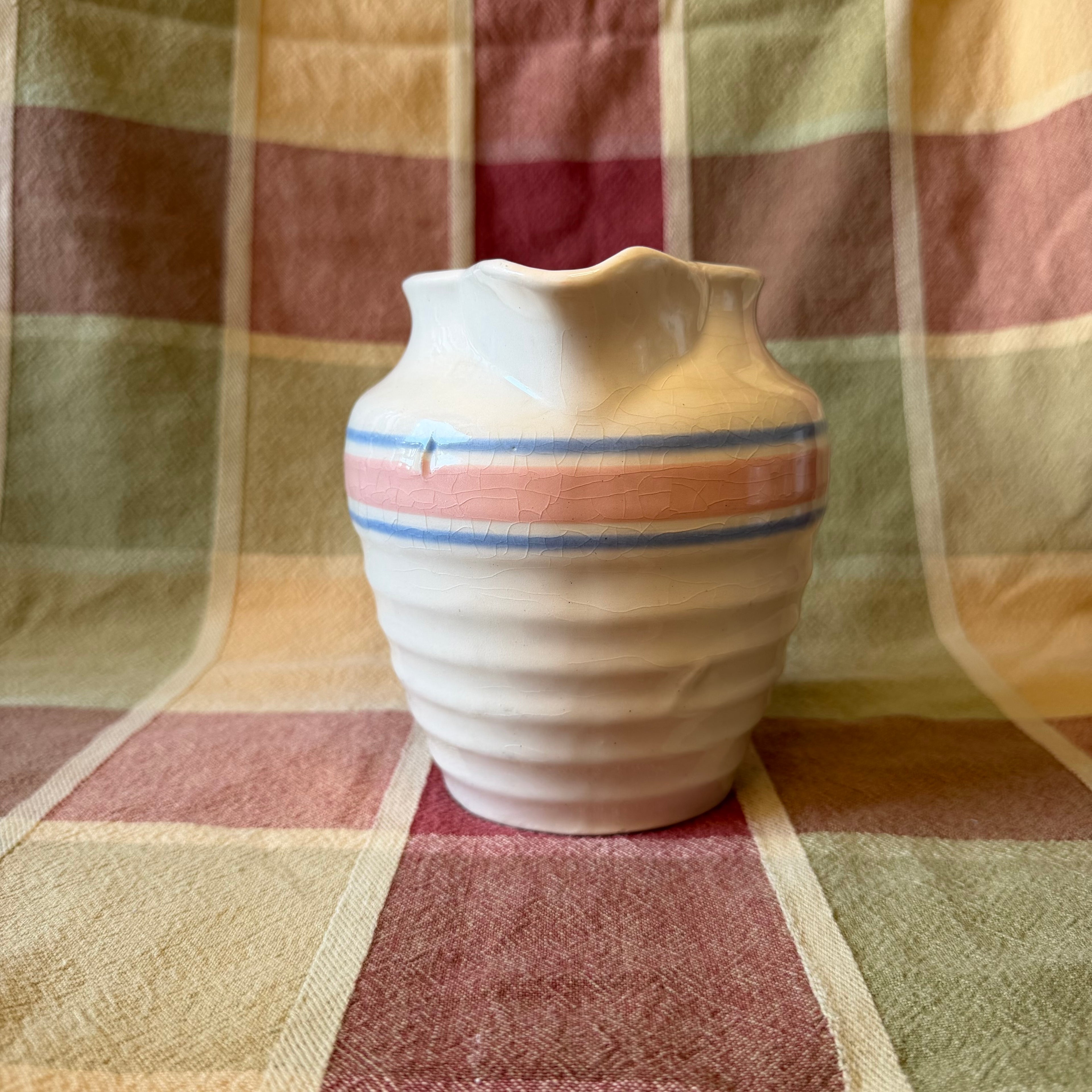 Pink and Blue Stripe Pitcher Pot