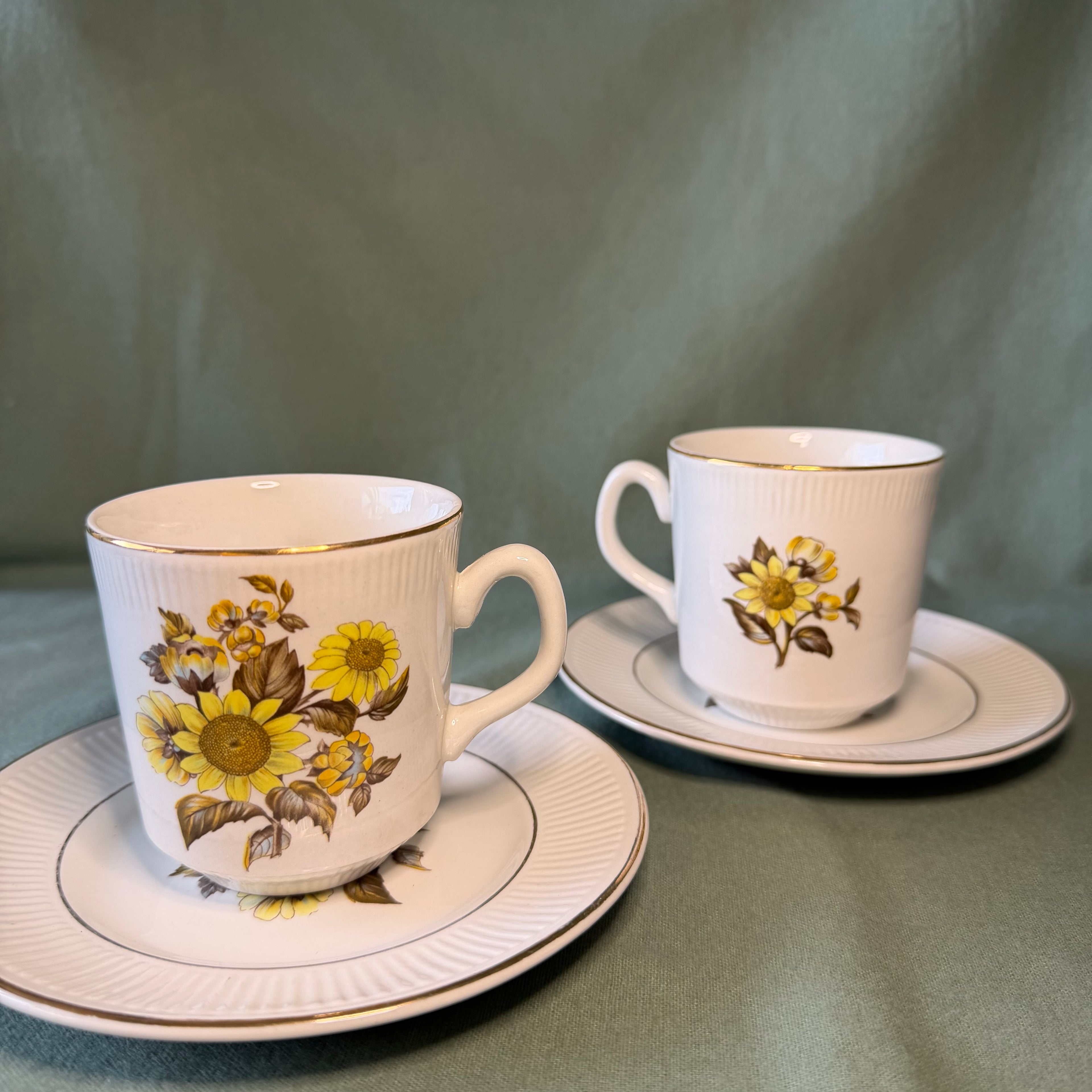 Sunflower Teacup Pot and Saucer Drip Tray