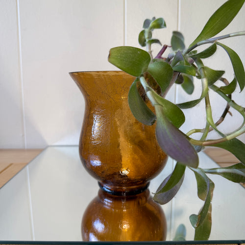Brown Crackle Glass Pot
