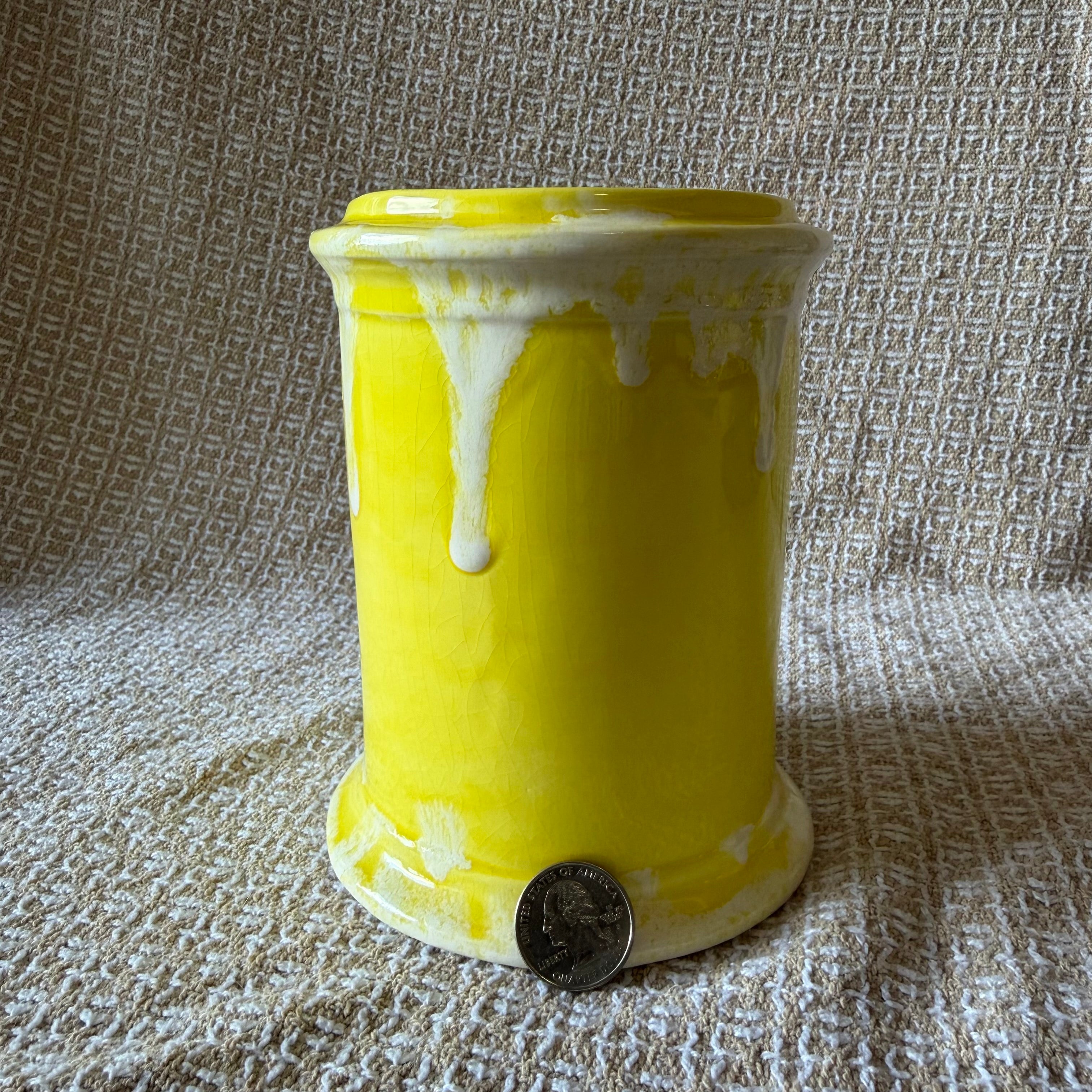 Yellow Drippy Utensil Holder Pot