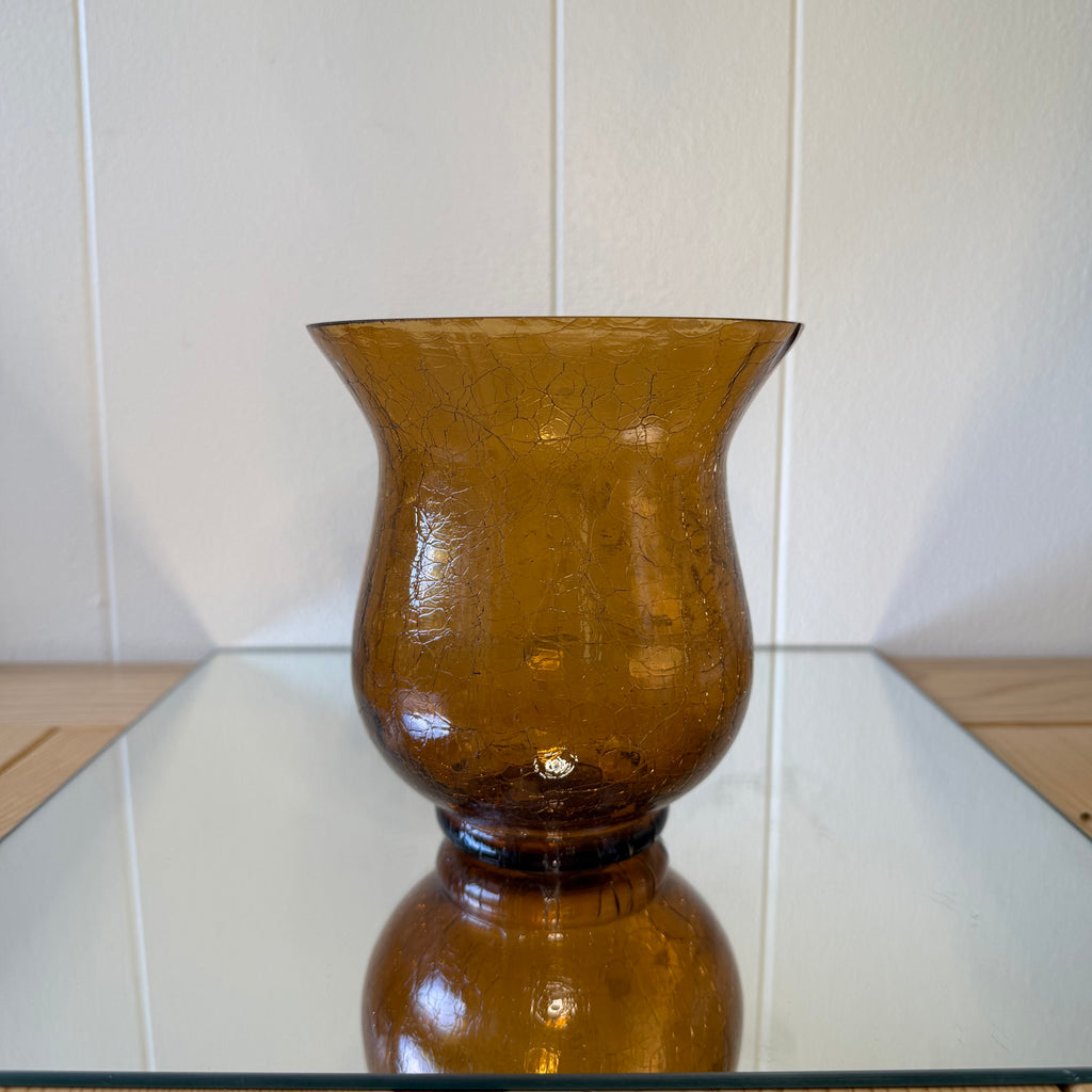 Brown Crackle Glass Pot