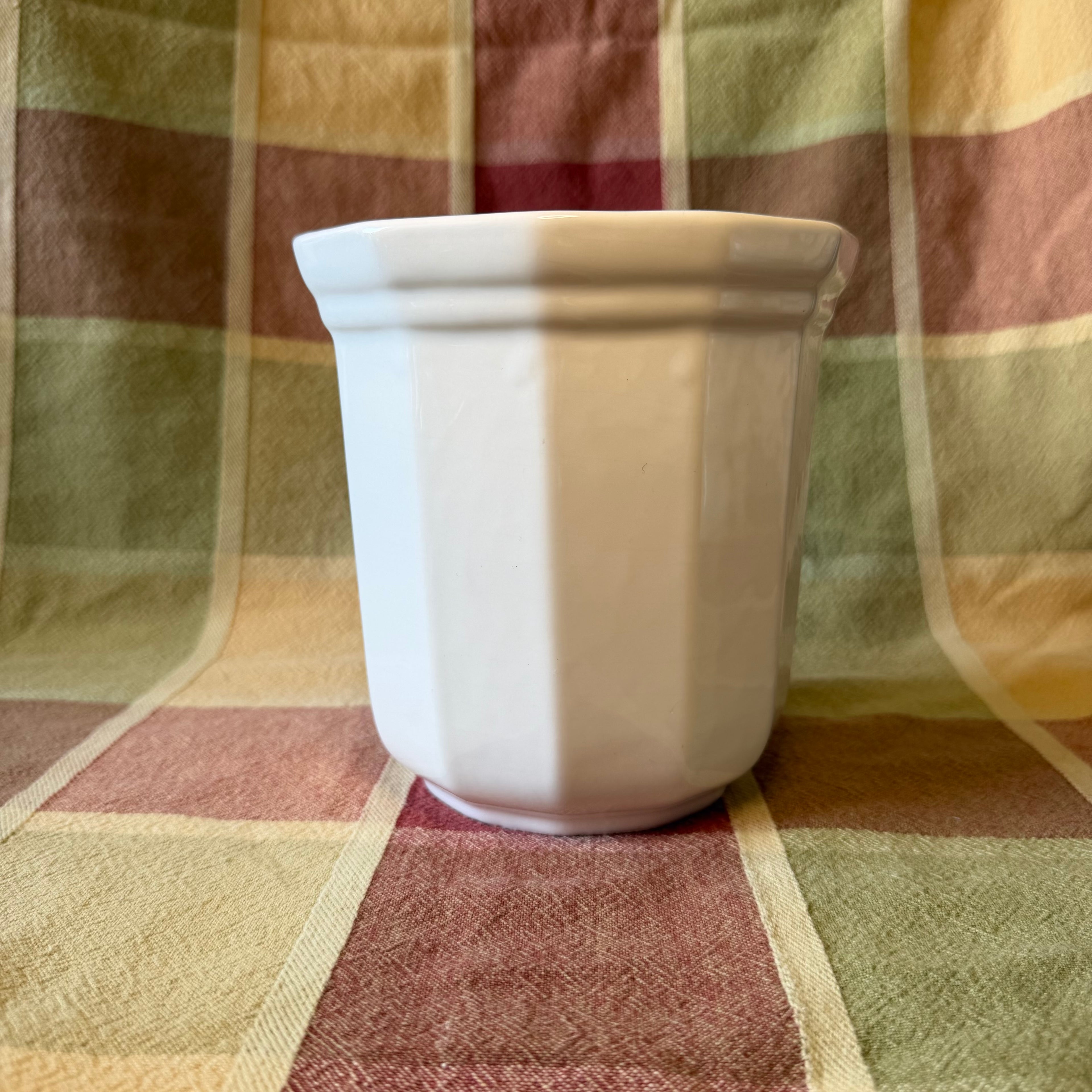White Geometric Pot