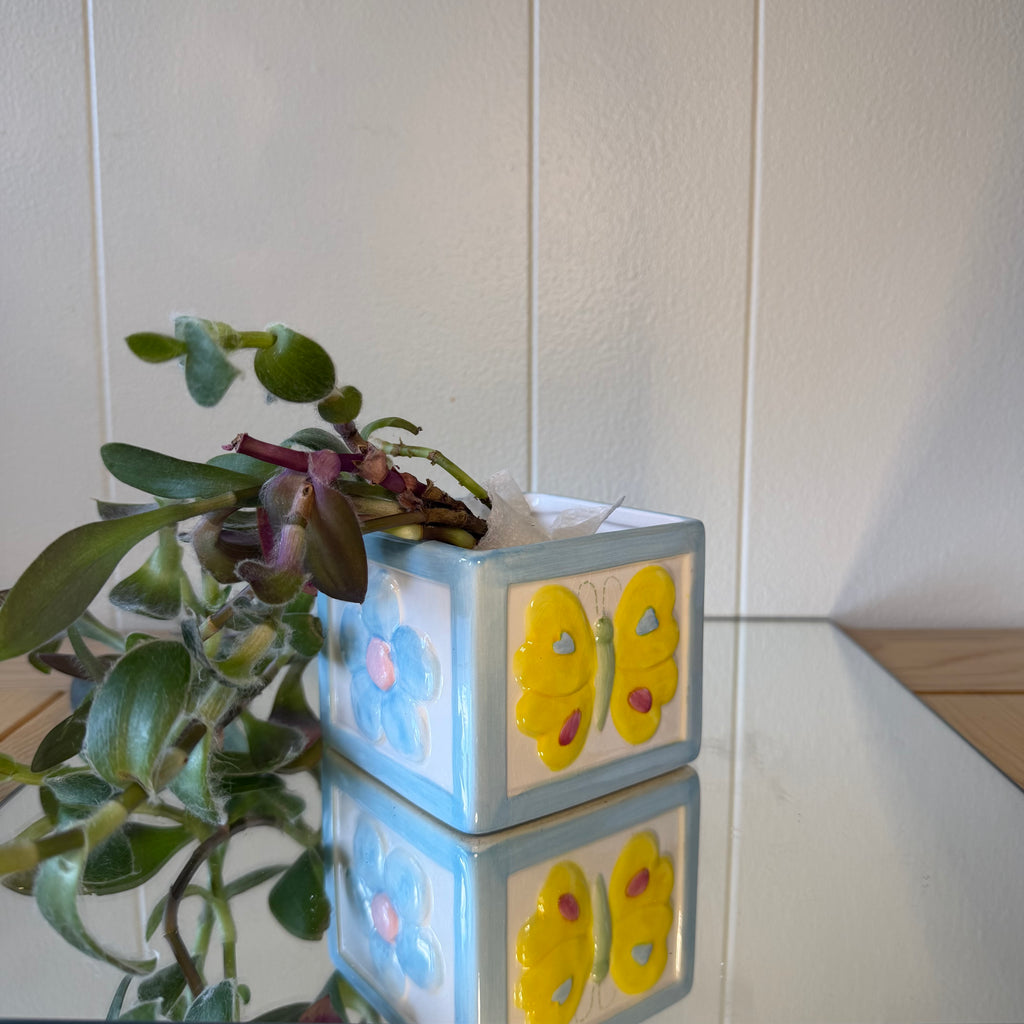 Butterfly and Flower Block Pot