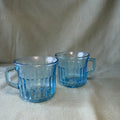 Blue Glass Cup Pot with Saucer Drip Tray