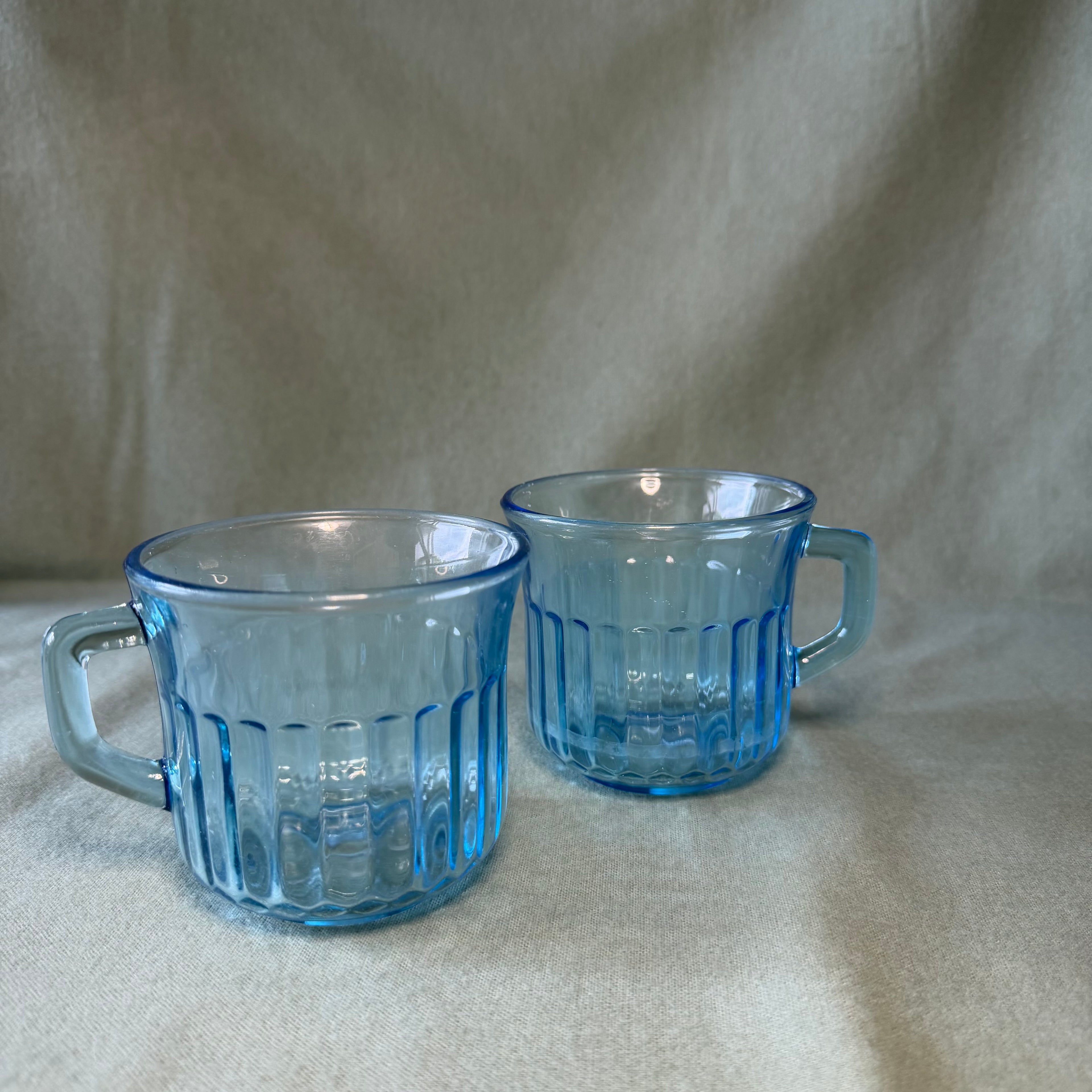 Blue Glass Cup Pot with Saucer Drip Tray