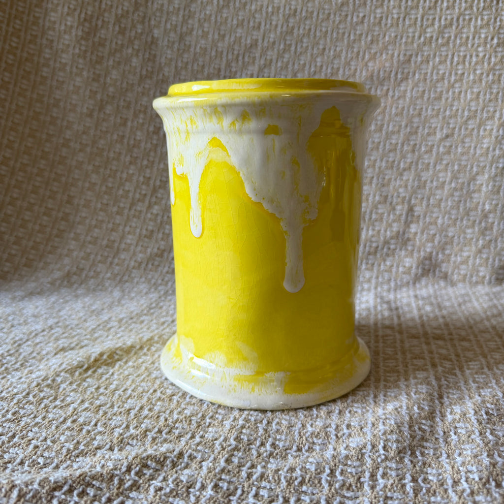Yellow Drippy Utensil Holder Pot