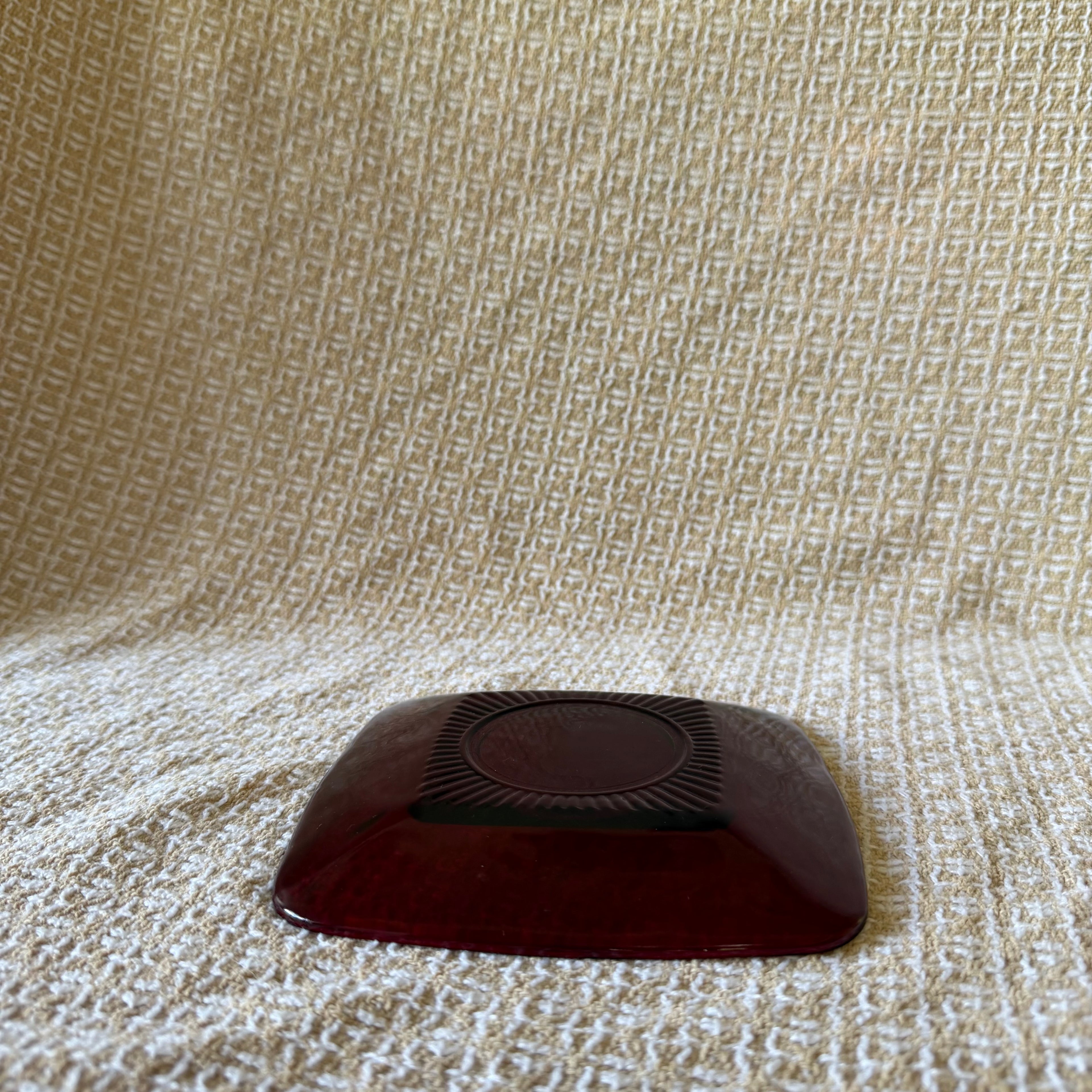 Red Glass Tea Cup Pot With Drip Tray
