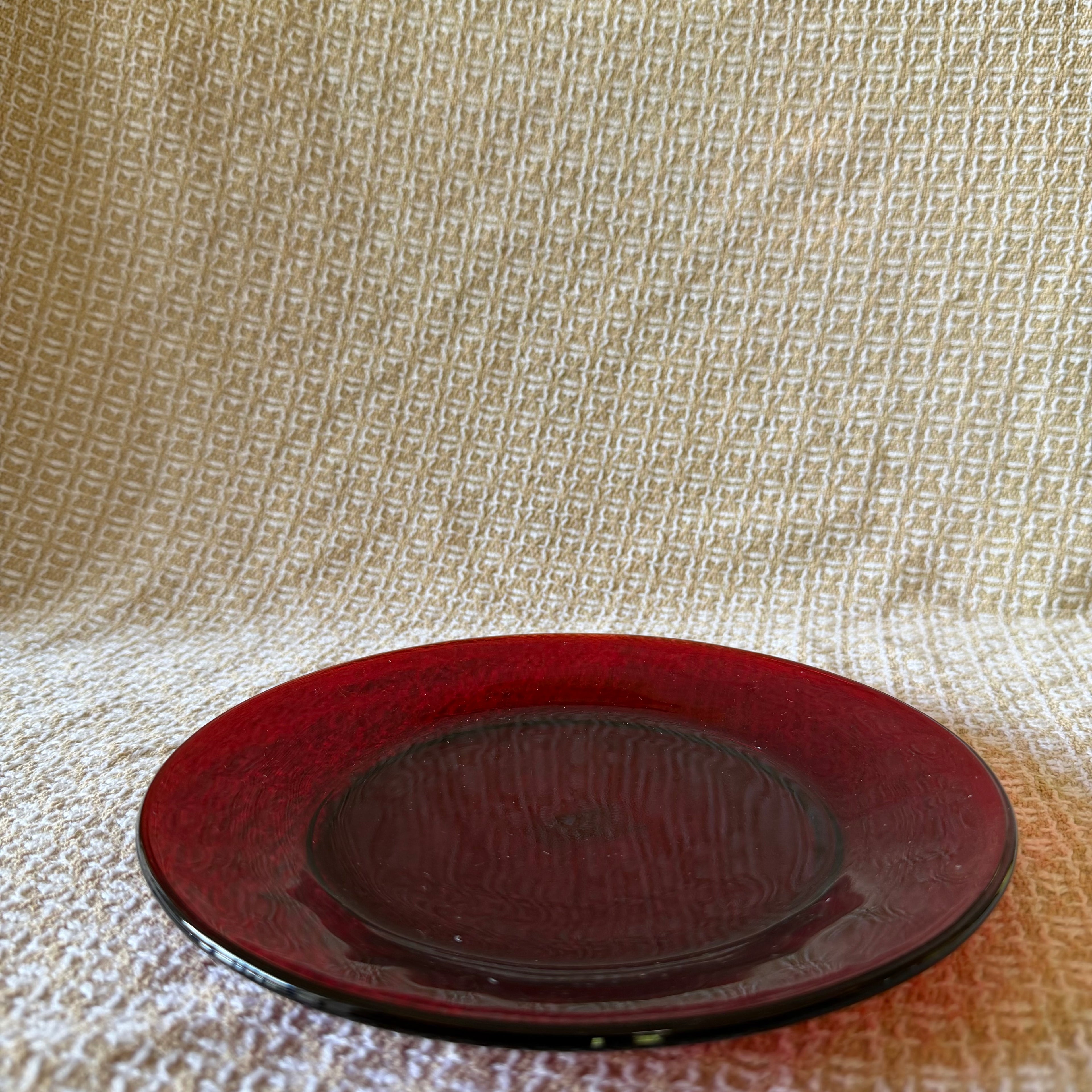 Red Glass Tea Cup Pot With Drip Tray