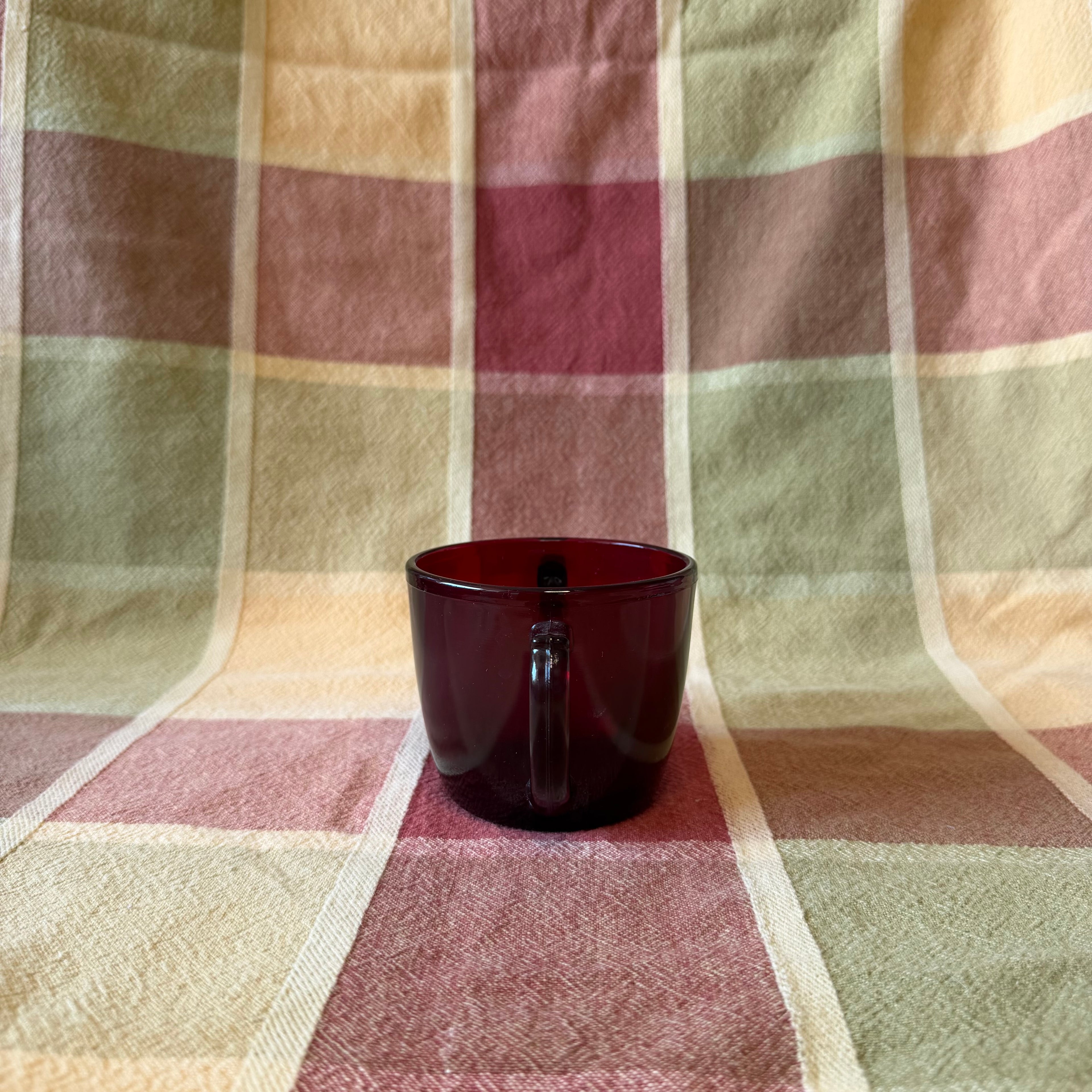 Red Glass Double Handle Cup Pot