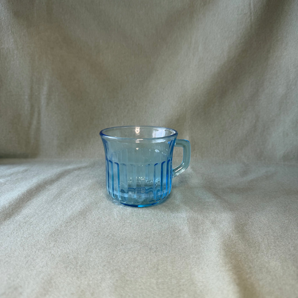 Blue Glass Cup Pot with Saucer Drip Tray