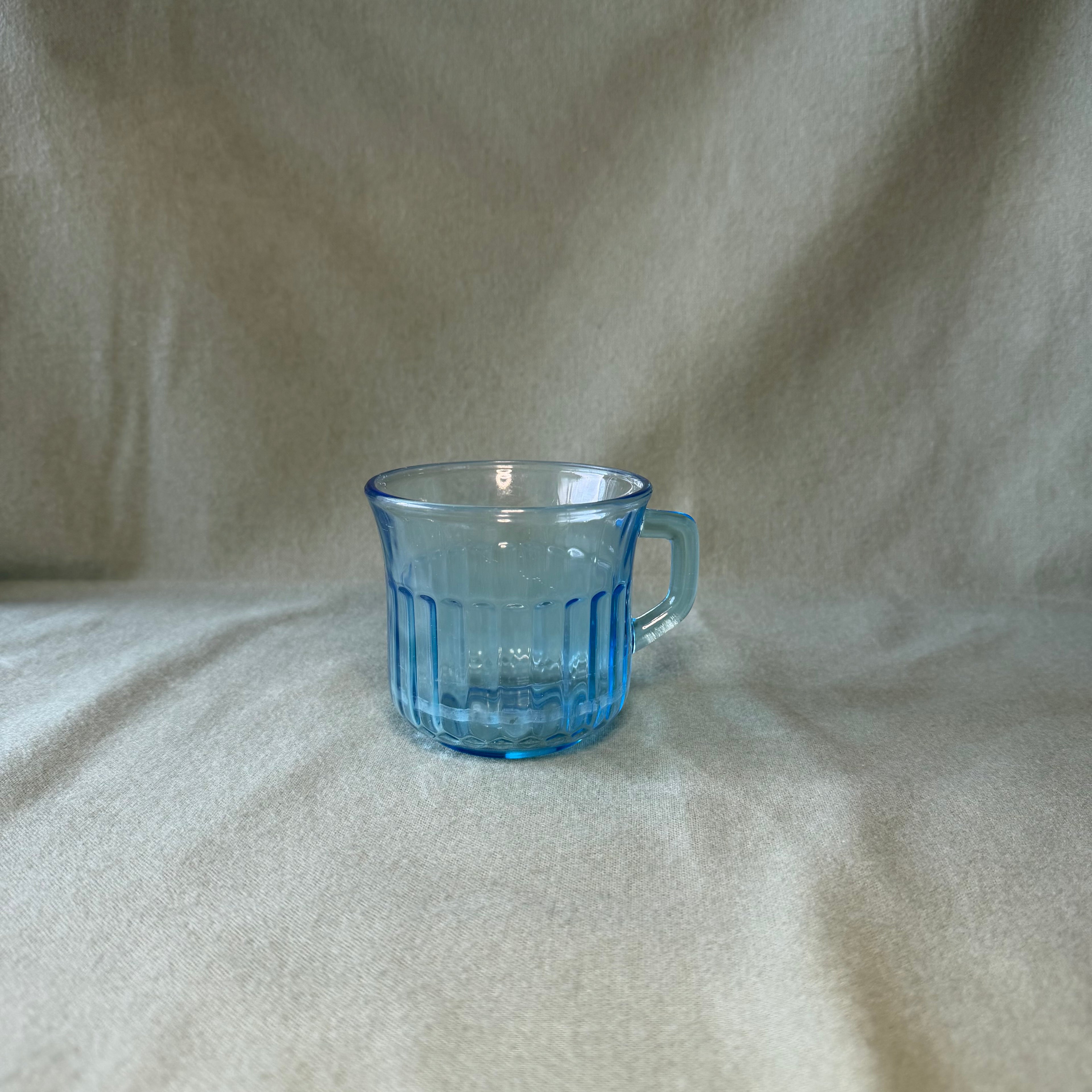 Blue Glass Cup Pot with Saucer Drip Tray