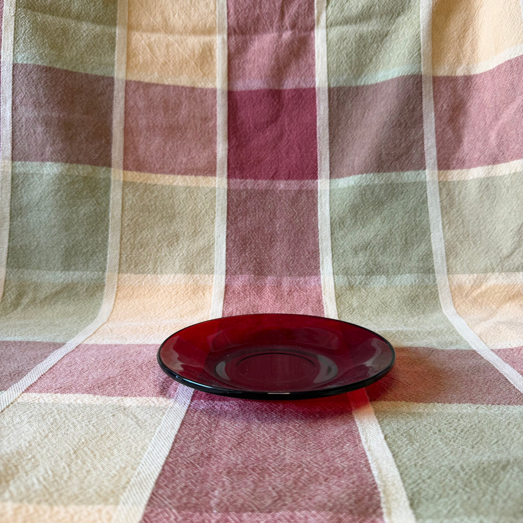 Red Glass Double Handle Cup Pot