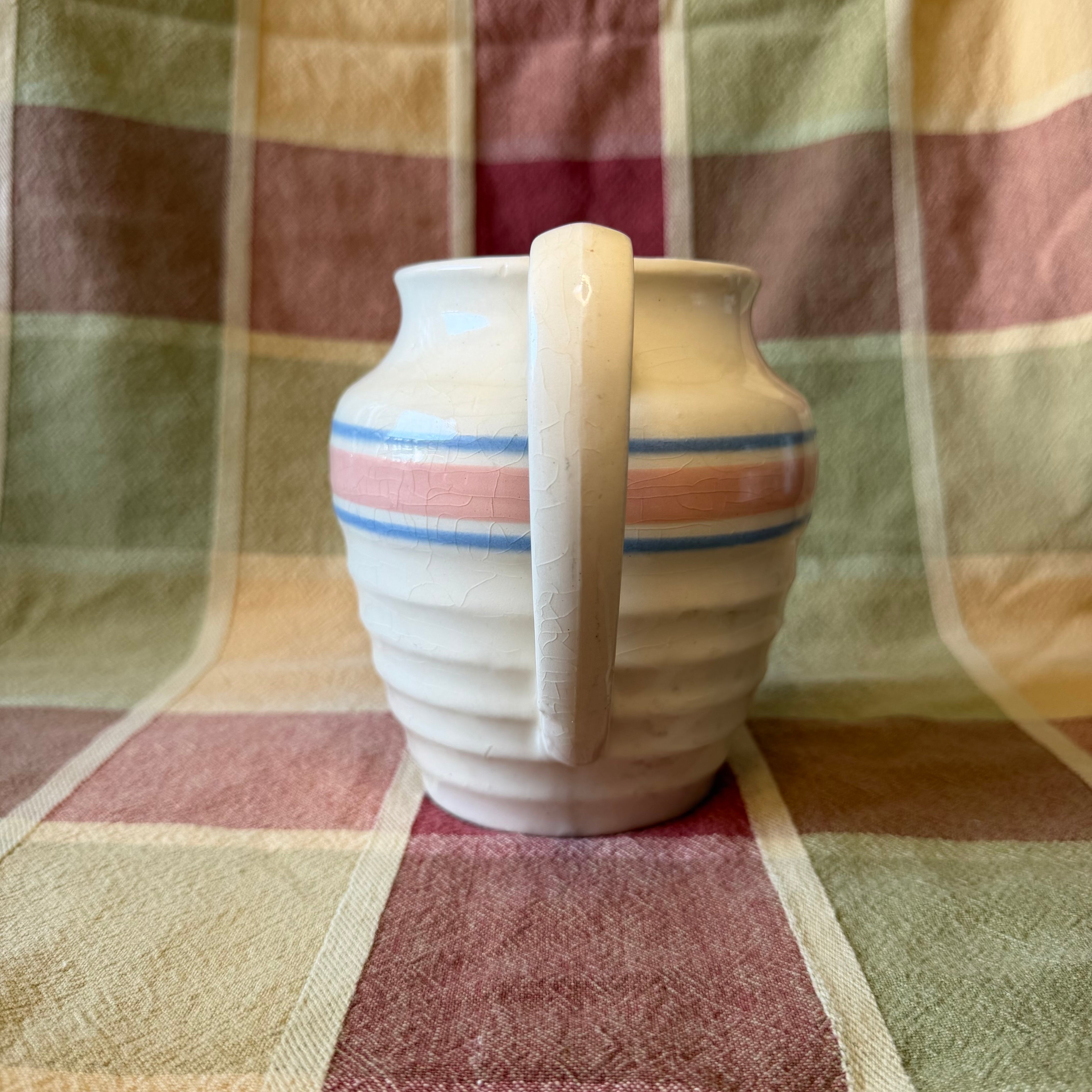 Pink and Blue Stripe Pitcher Pot