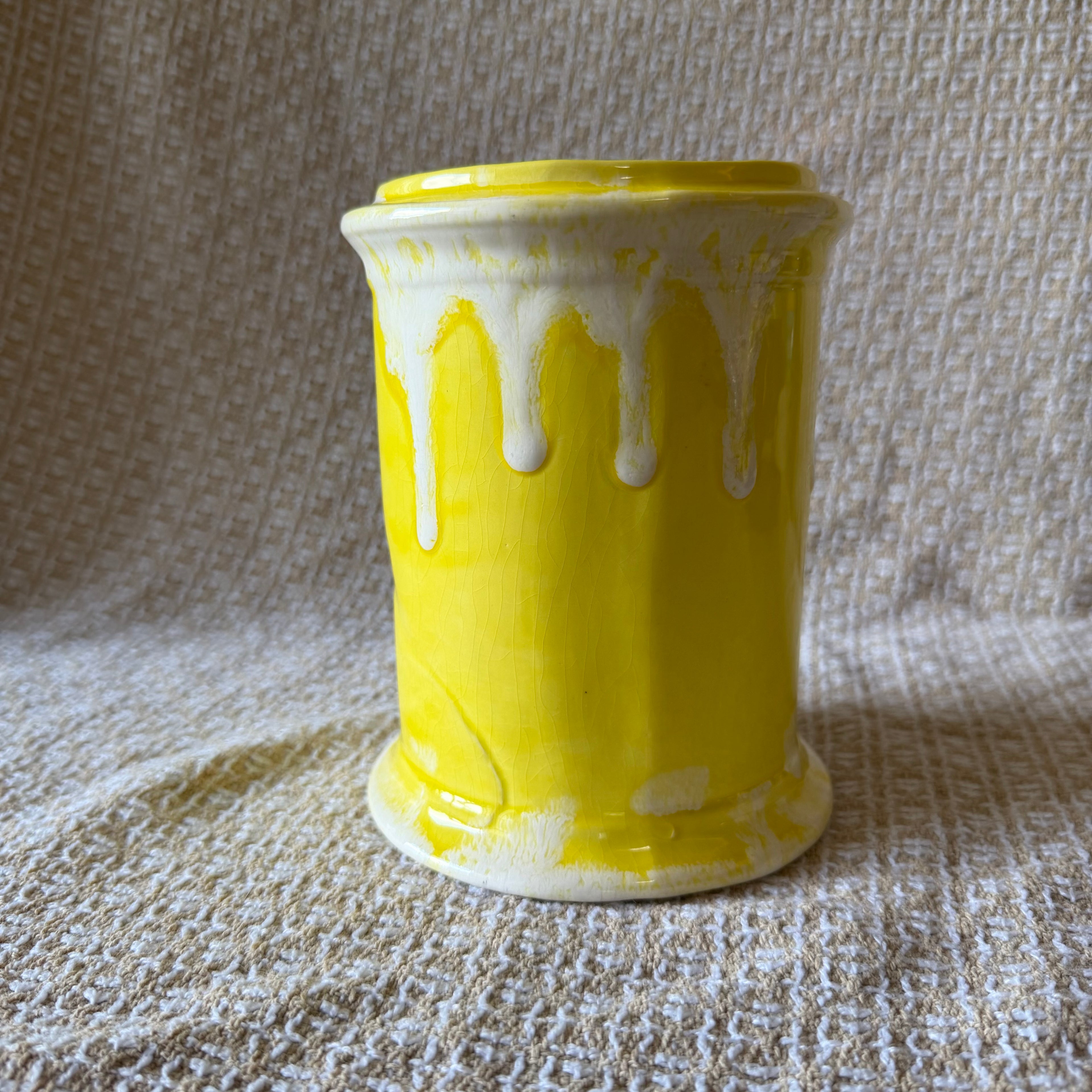 Yellow Drippy Utensil Holder Pot
