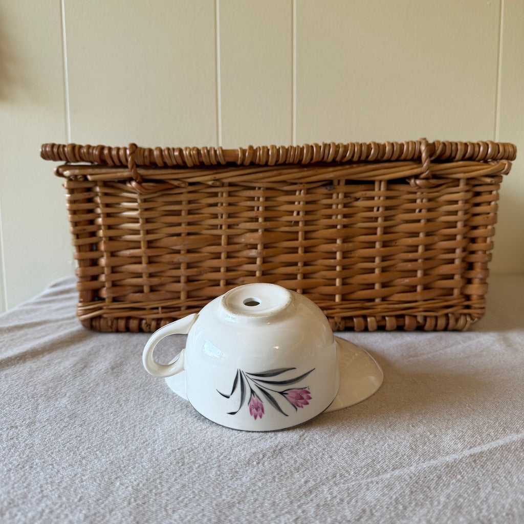 Pink Flowers Teacup and Saucer Pot