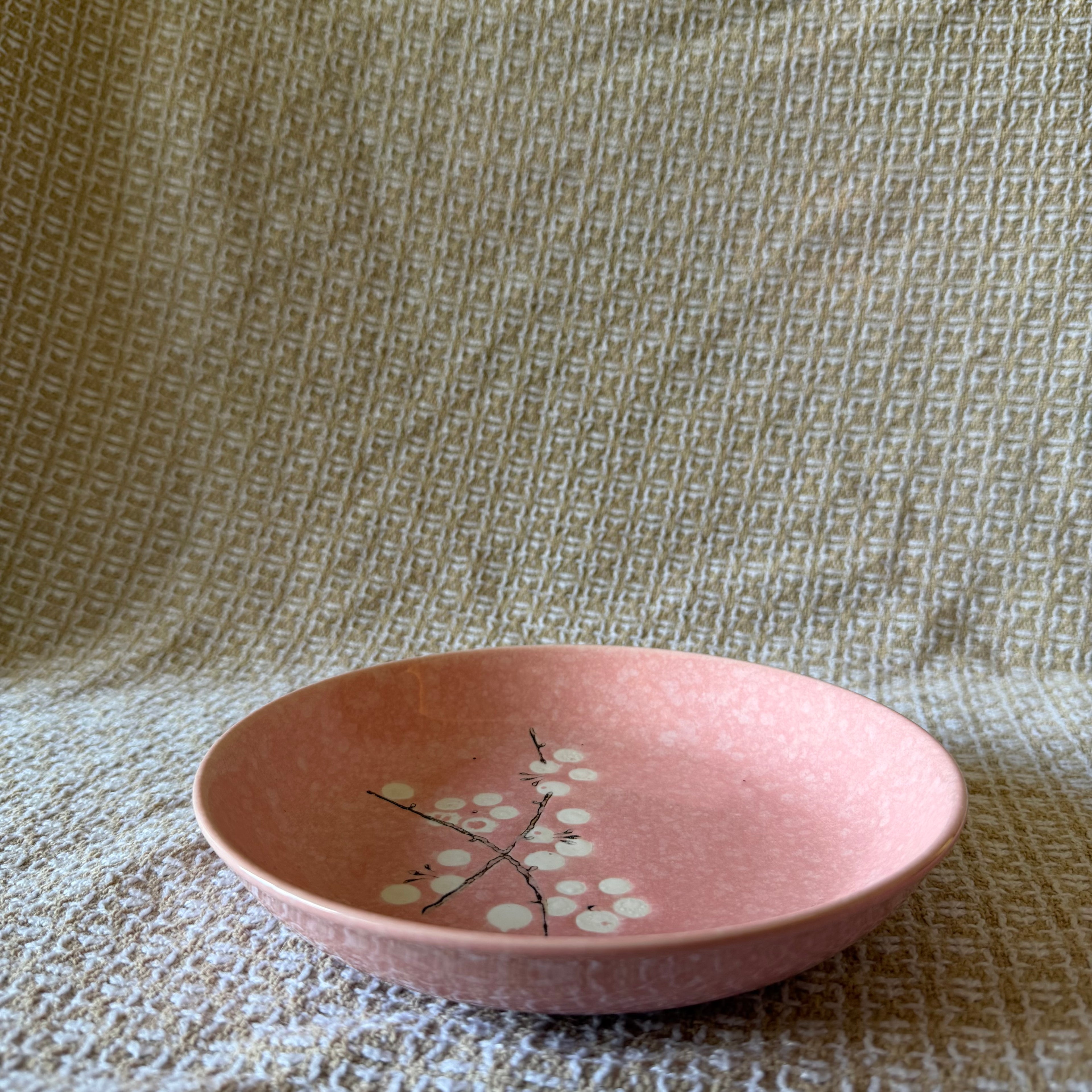 Pink Branch Bowl Pot with Drip Tray