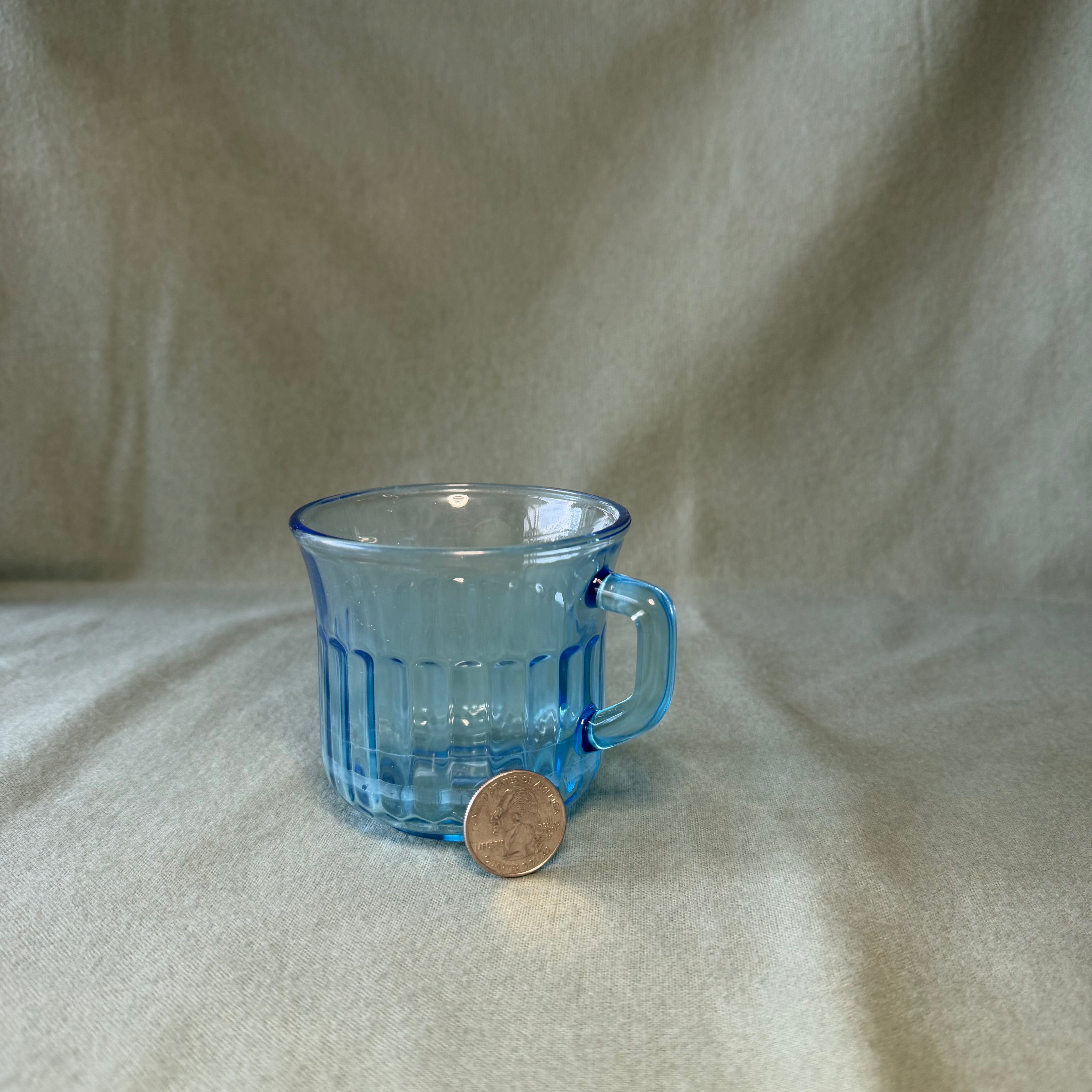 Blue Glass Cup Pot with Saucer Drip Tray