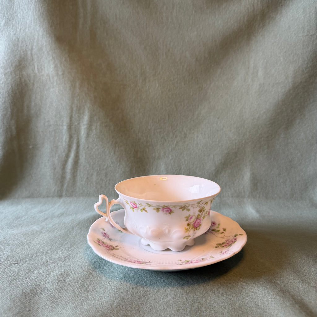 Delicate Rose Teacup Pot and Saucer Drip Tray