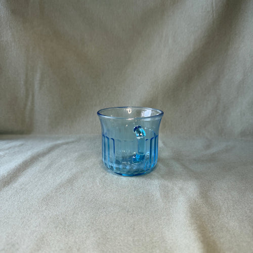 Blue Glass Cup Pot with Saucer Drip Tray