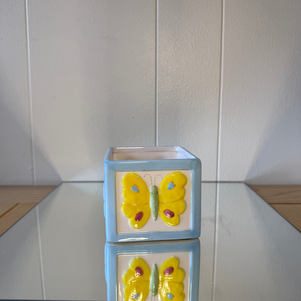 Butterfly and Flower Block Pot