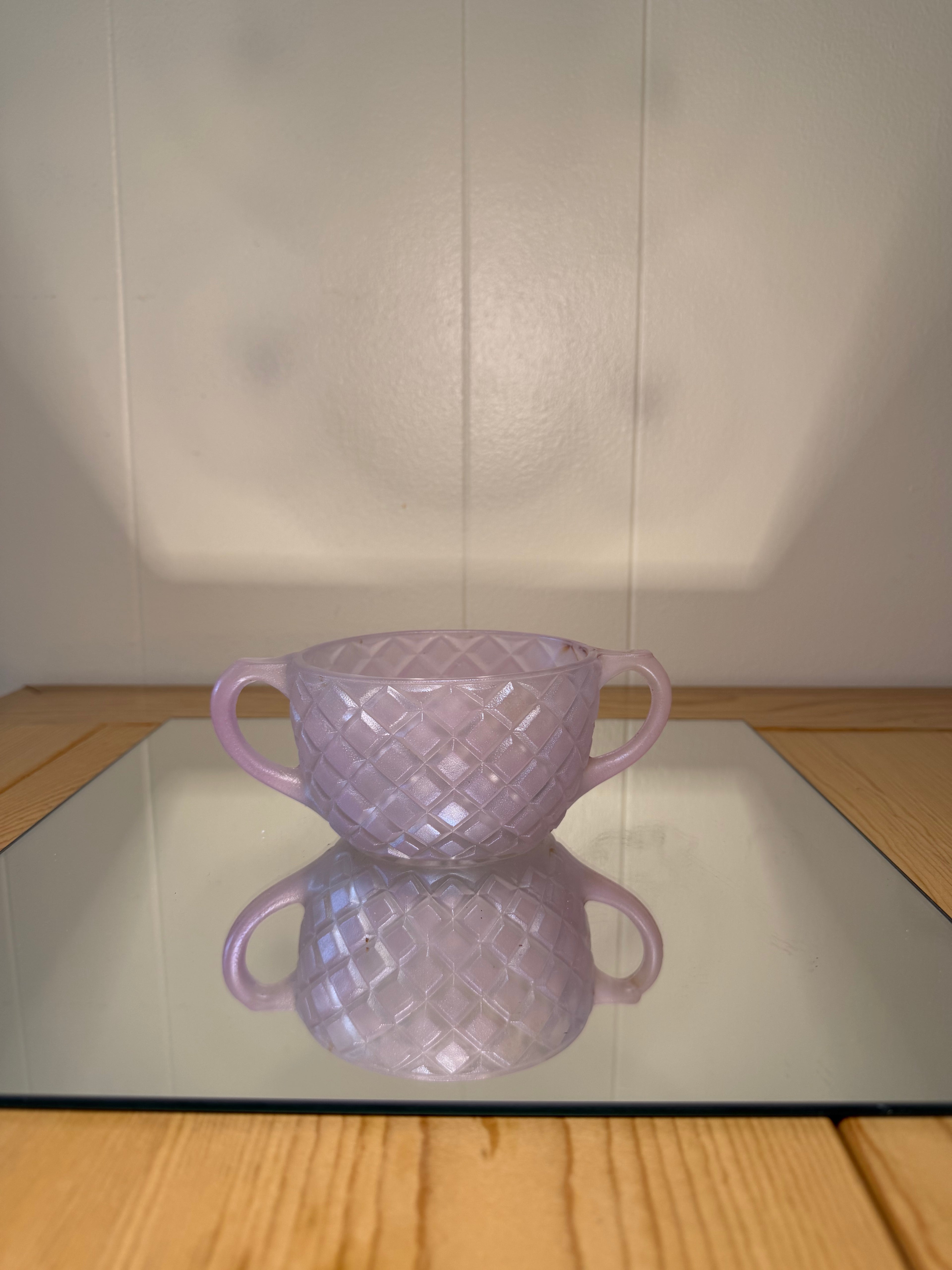 Frosted Pink Glass mini Pot